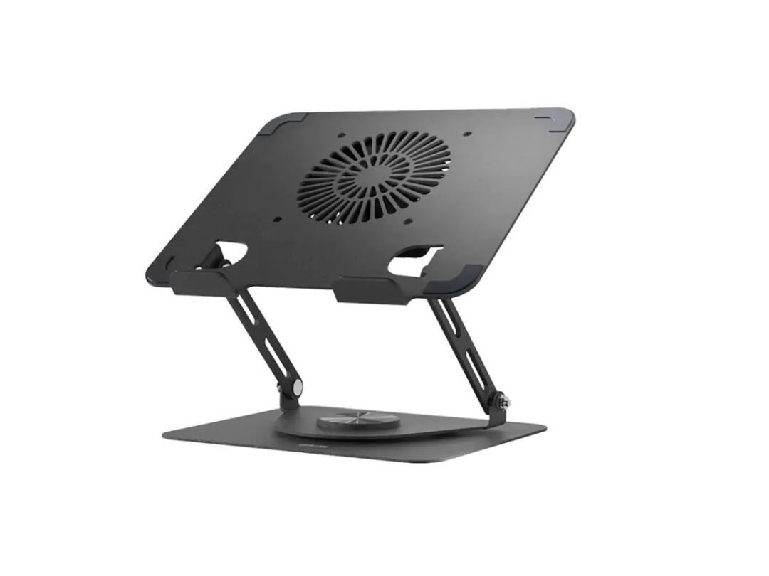 Green Lion Adjustable Laptop Stand with Cooling Fan - Black | Qatar Green Lion Adjustable Laptop Stand with Cooling Fan - Black | Qatar